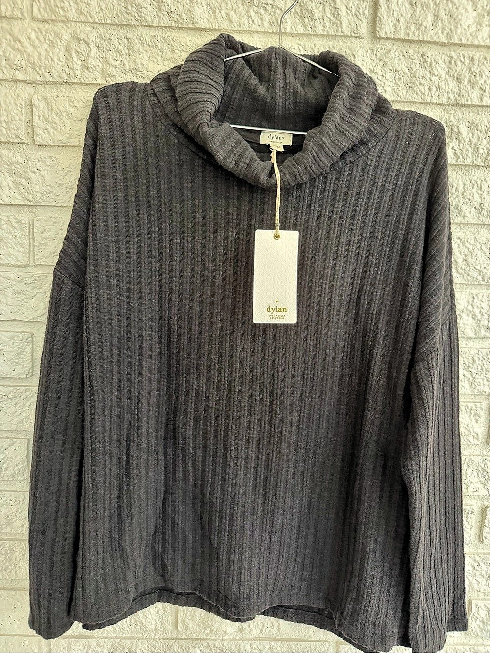 dylan Holden Ribbed Cowl Neck Sweater in Black NWT